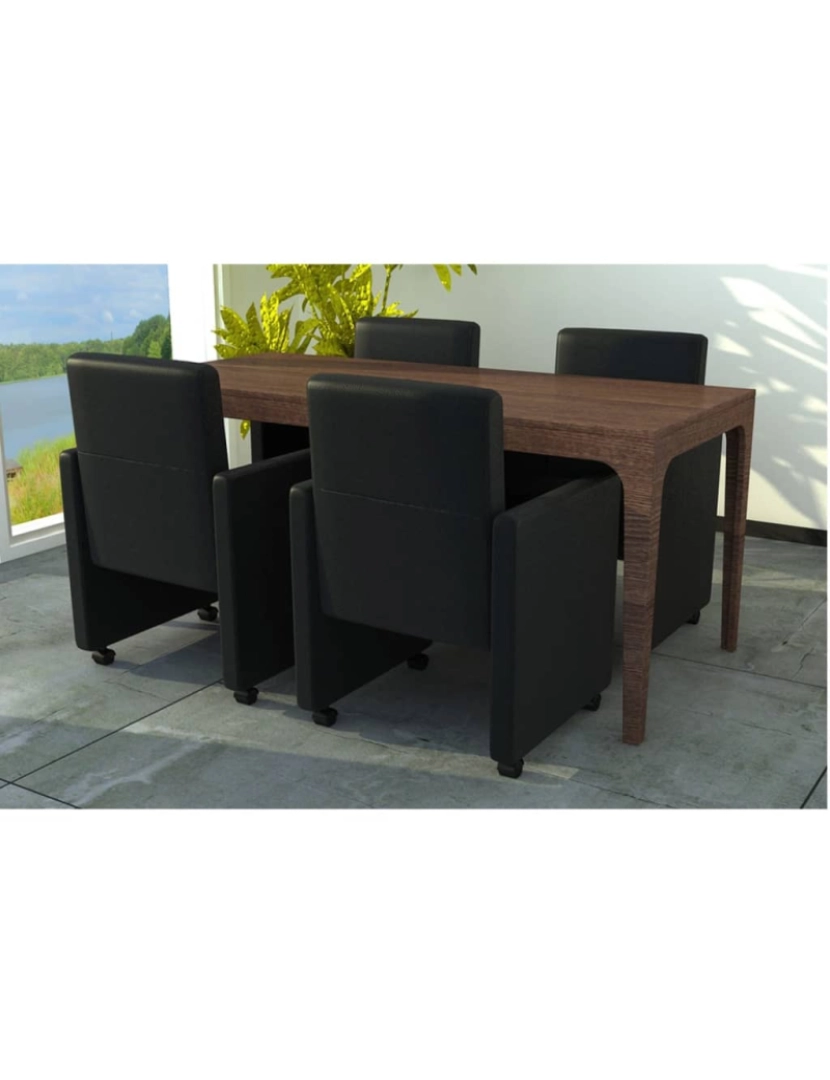 imagem de vidaXL Cadeiras de jantar 4 pcs couro artificial preto7