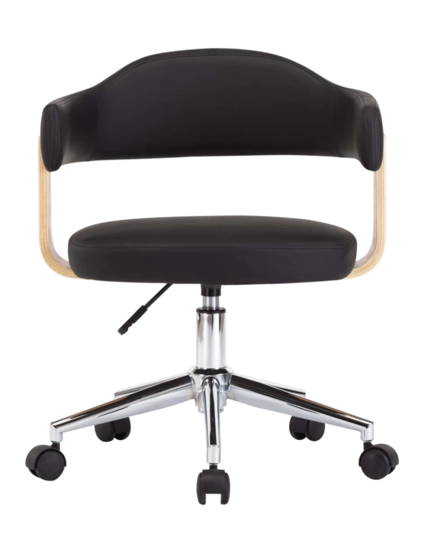 imagem de vidaXL Cadeira jantar giratória madeira curvada/couro artificial preto4