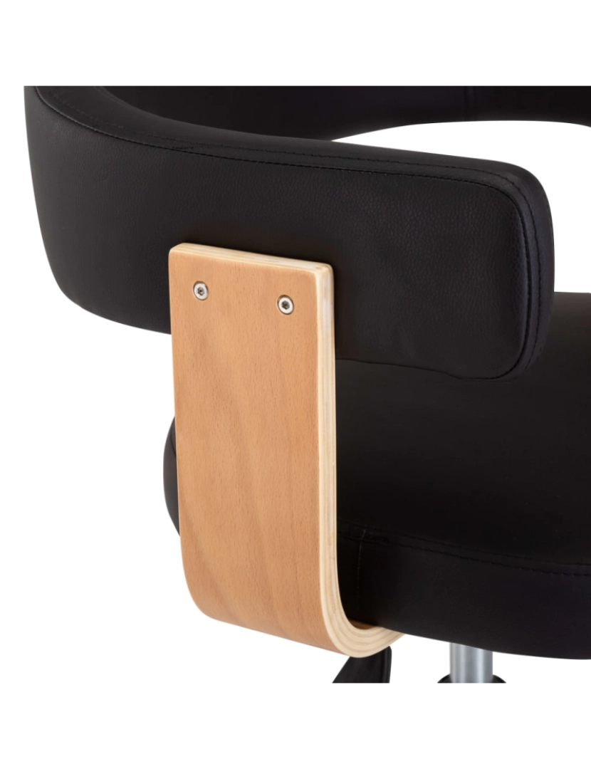 imagem de vidaXL Cadeira jantar giratória madeira curvada/couro artificial preto7