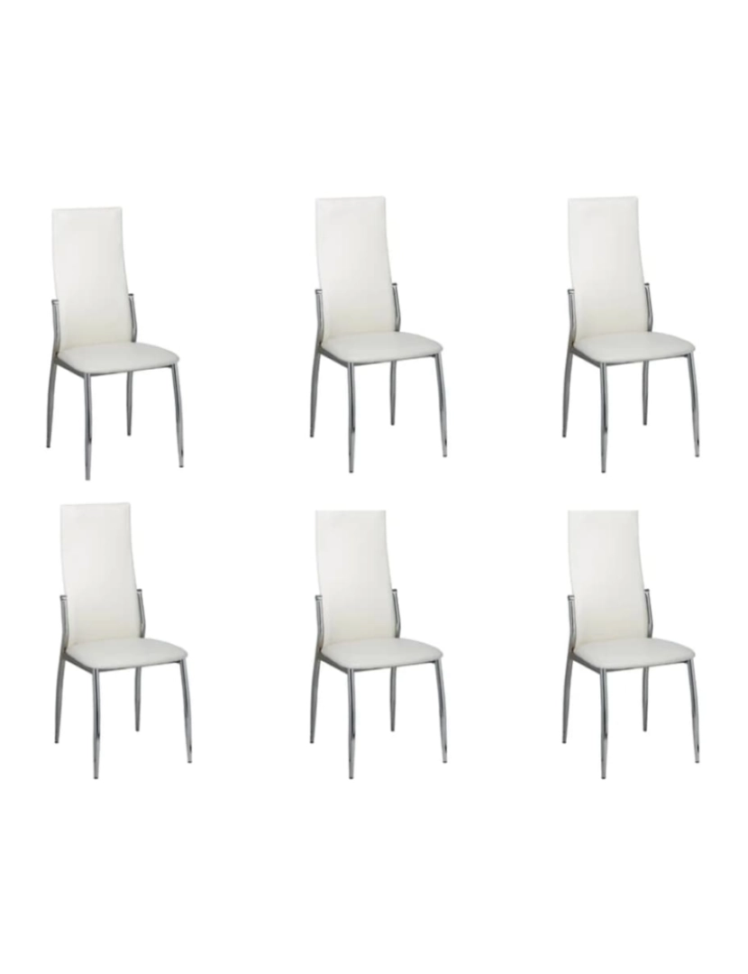 imagem de vidaXL Cadeiras de jantar 6 pcs couro artificial branco1