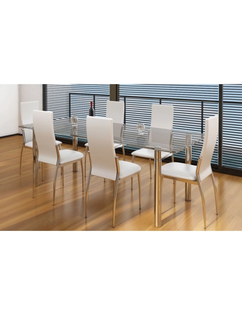 imagem de vidaXL Cadeiras de jantar 6 pcs couro artificial branco3