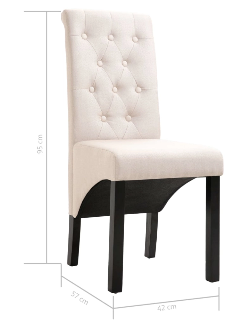 imagem de vidaXL Cadeiras de jantar 2 pcs tecido cor creme9