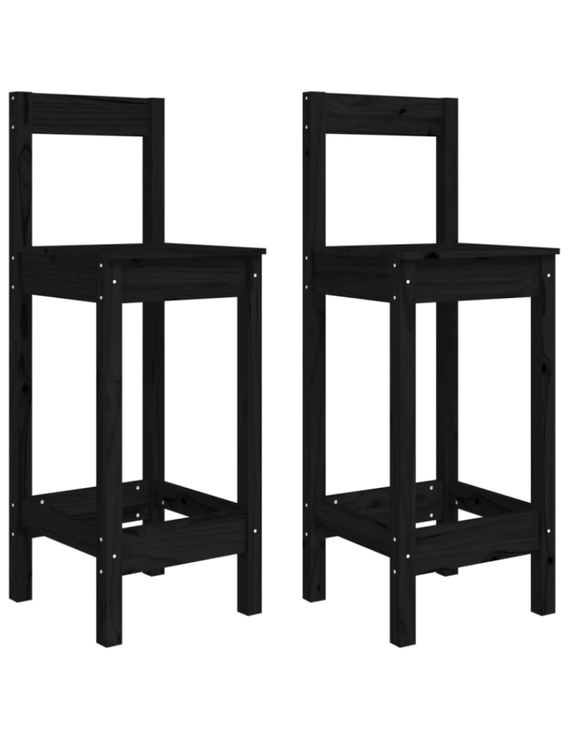 imagem de vidaXL Cadeiras de bar 2 pcs 40x41,5x112 cm pinho maciço preto1