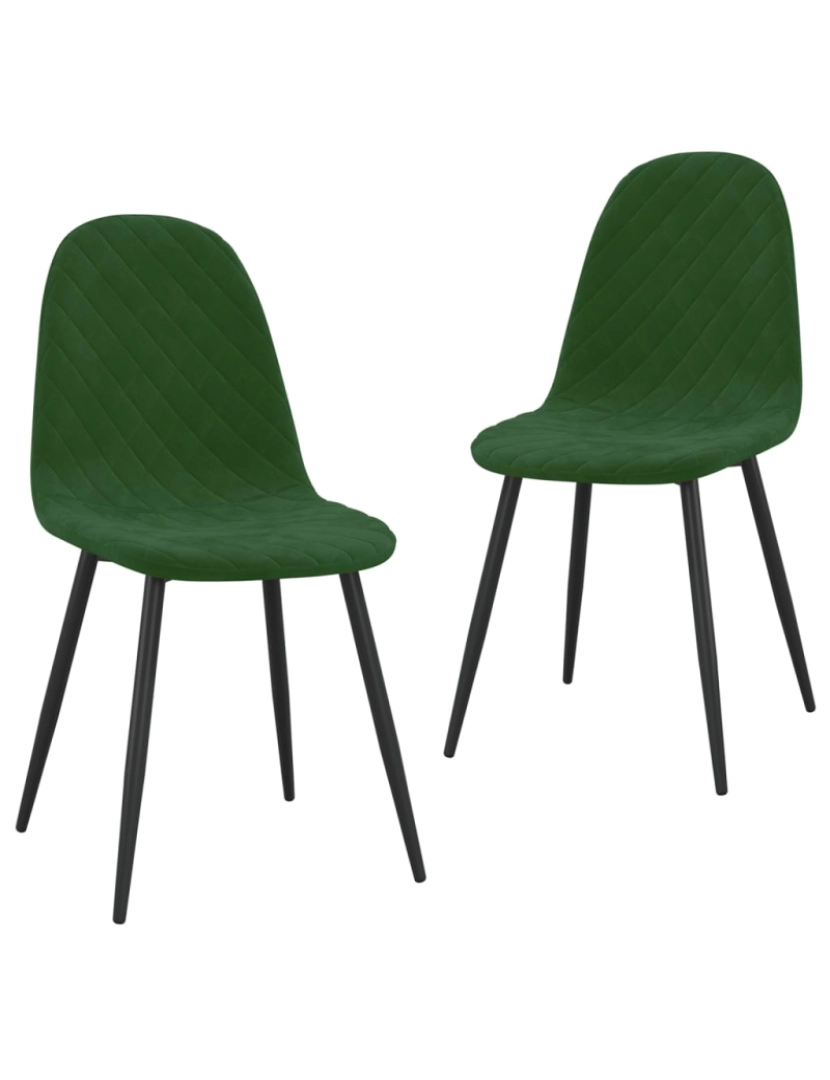 imagem de vidaXL Cadeiras de jantar 2 pcs veludo verde-escuro1