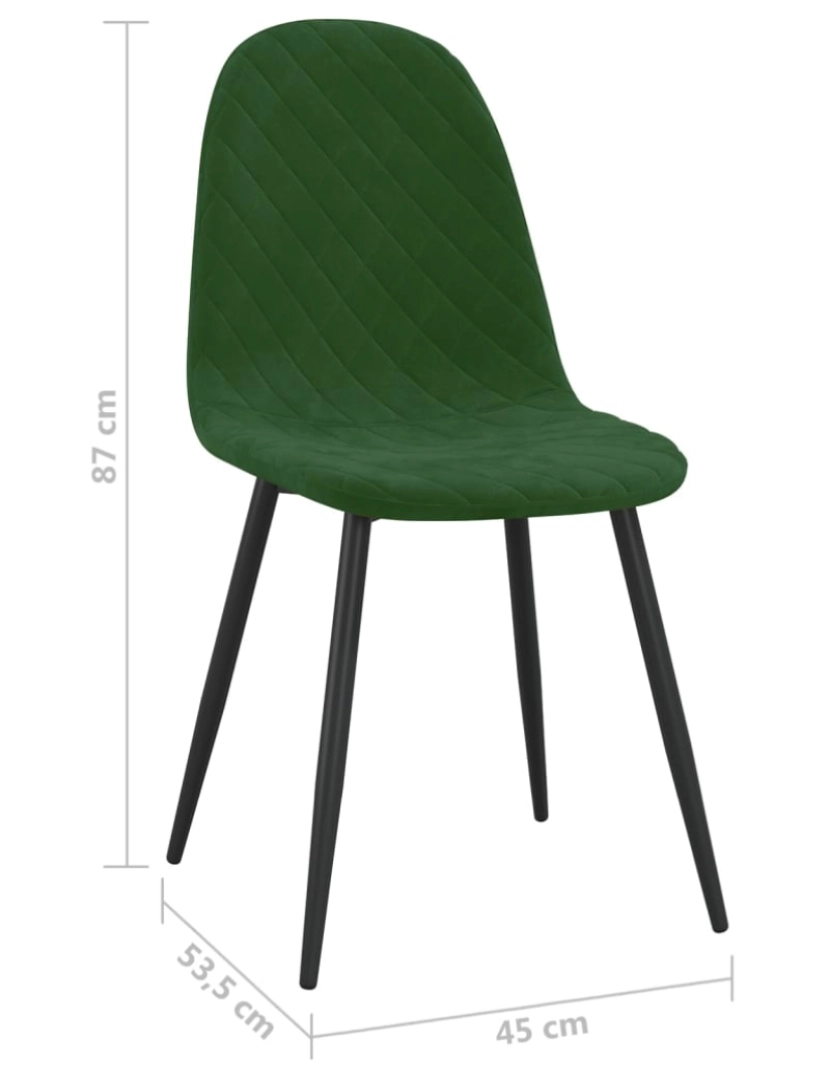 imagem de vidaXL Cadeiras de jantar 2 pcs veludo verde-escuro10