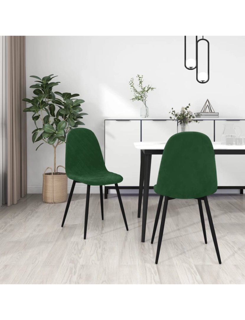 imagem de vidaXL Cadeiras de jantar 2 pcs veludo verde-escuro3