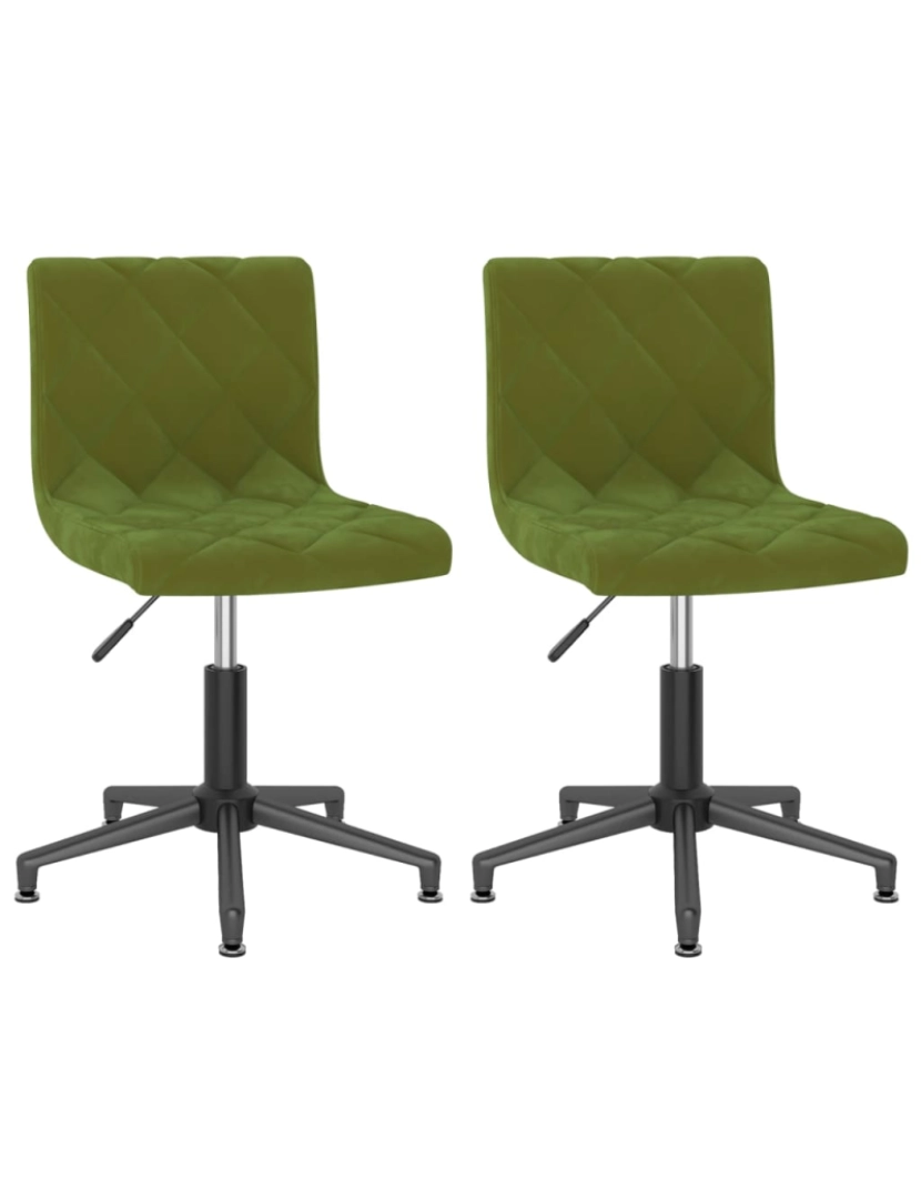 imagem de vidaXL Cadeiras de jantar giratórias 2 pcs veludo verde-claro1