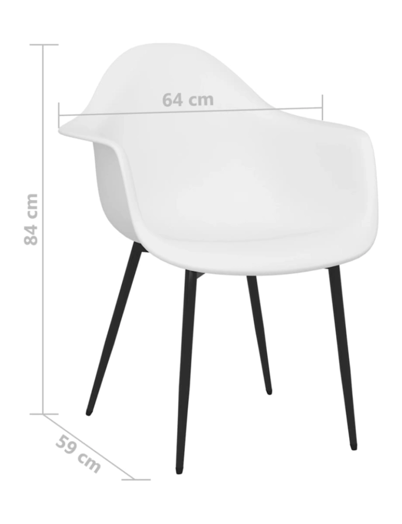 imagem de vidaXL Cadeiras de jantar 2 pcs PP branco8