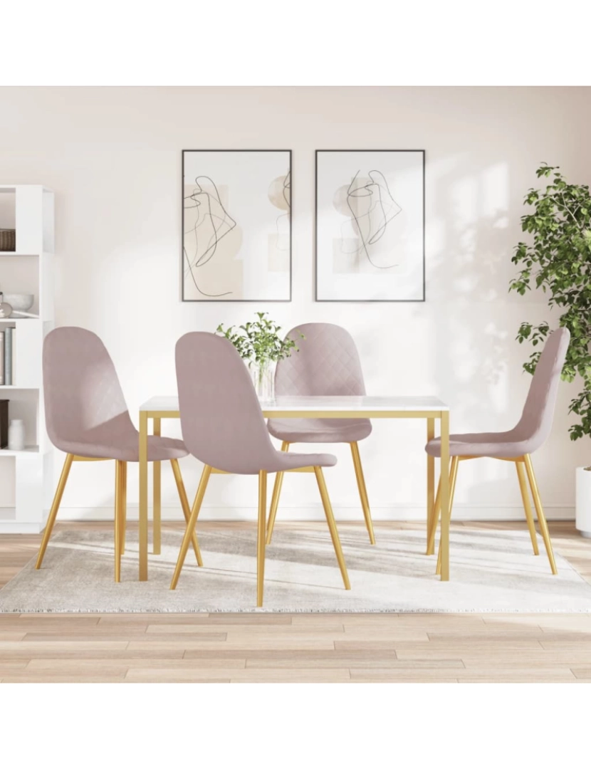 imagem de vidaXL Cadeiras de jantar 4 pcs veludo rosa2