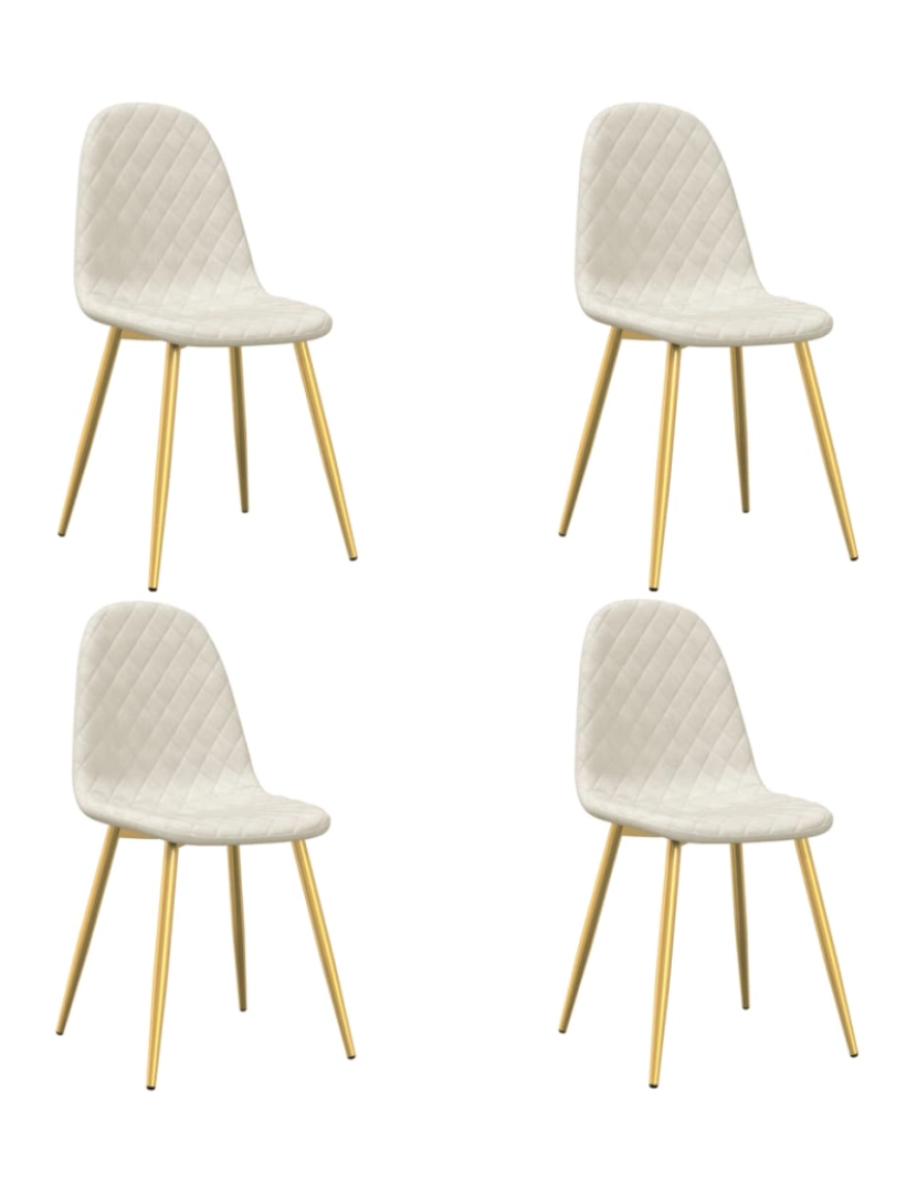 imagem de vidaXL Cadeiras de jantar 4 pcs veludo branco nata1