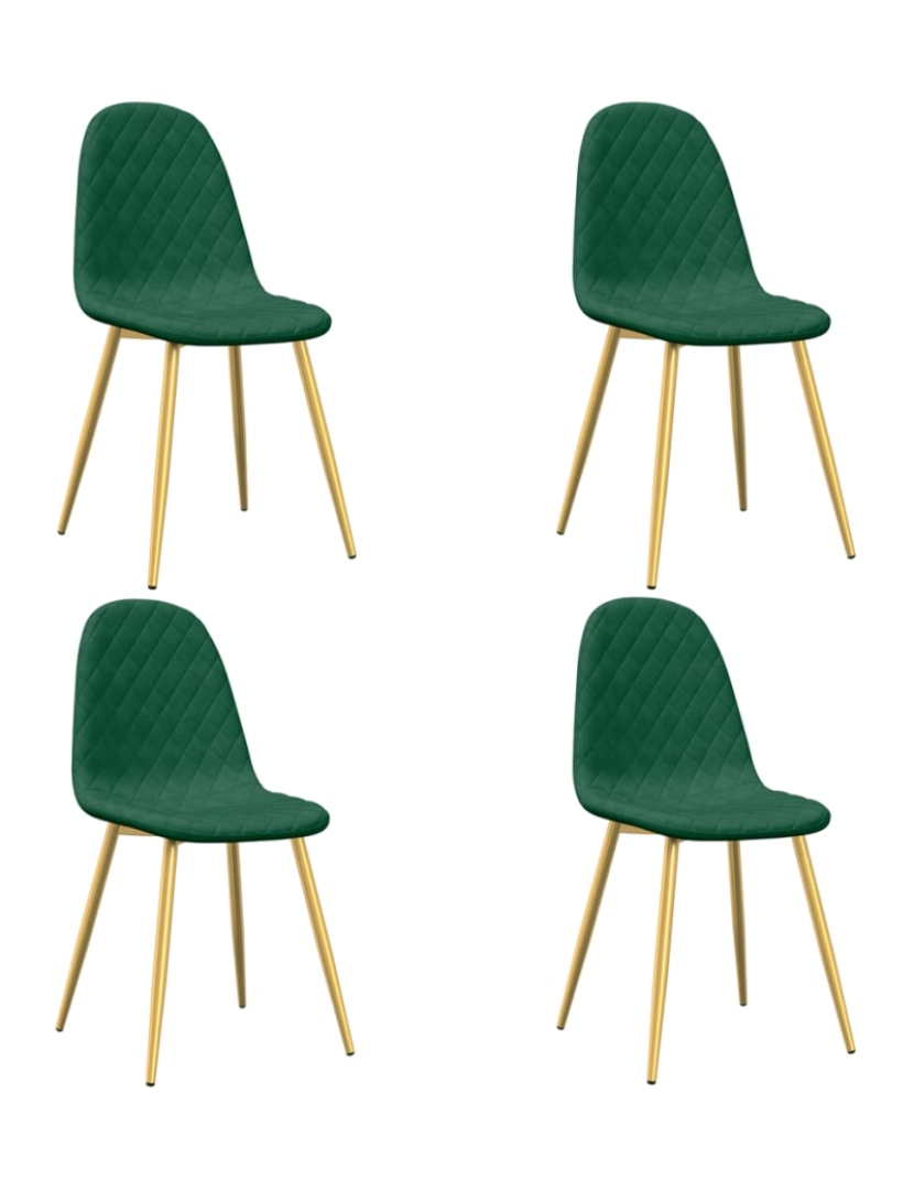 imagem de vidaXL Cadeiras de jantar 4 pcs veludo verde-escuro1