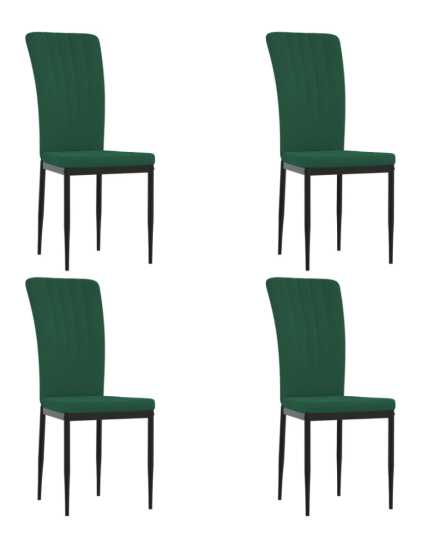 imagem de vidaXL Cadeiras de jantar 4 pcs veludo verde-escuro1