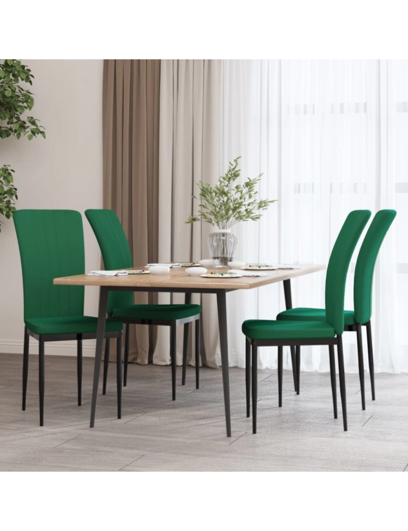 imagem de vidaXL Cadeiras de jantar 4 pcs veludo verde-escuro3