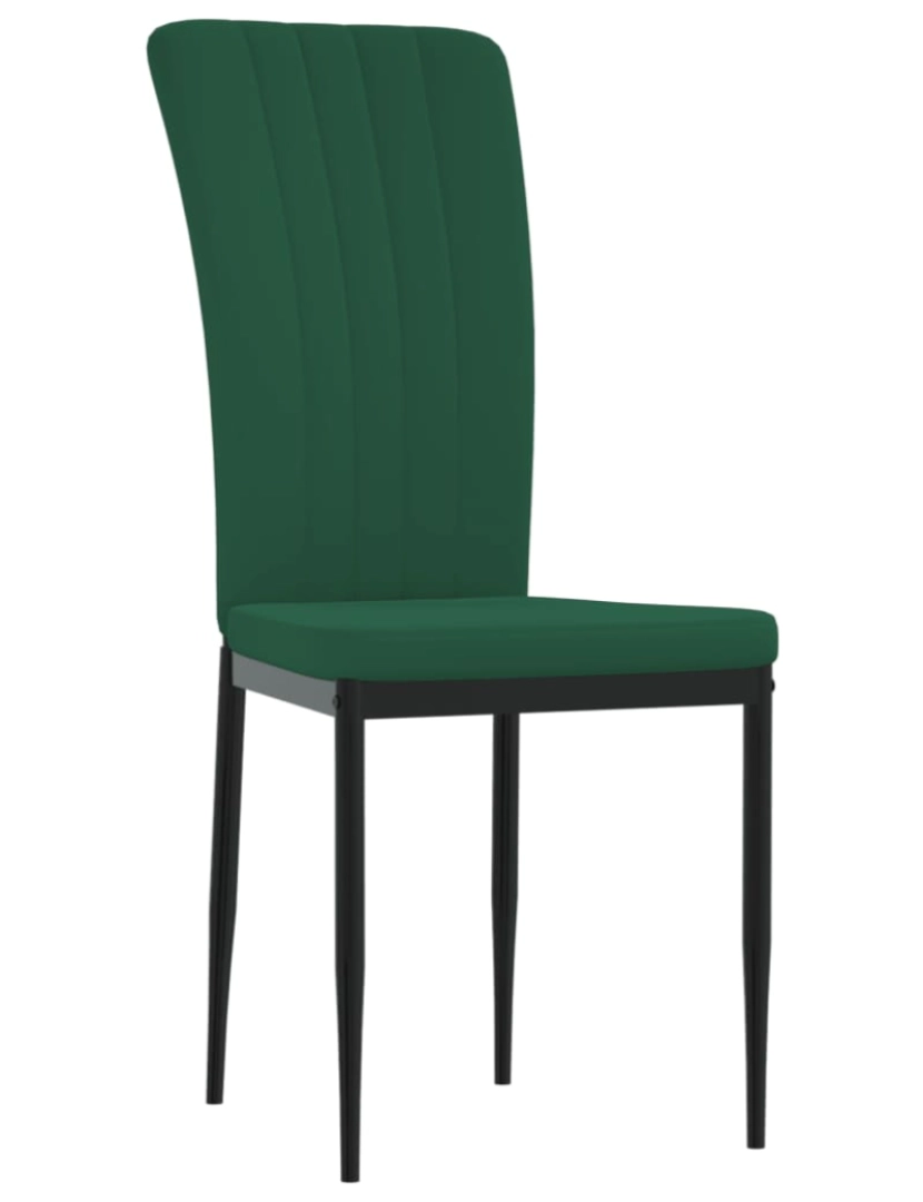 imagem de vidaXL Cadeiras de jantar 4 pcs veludo verde-escuro4