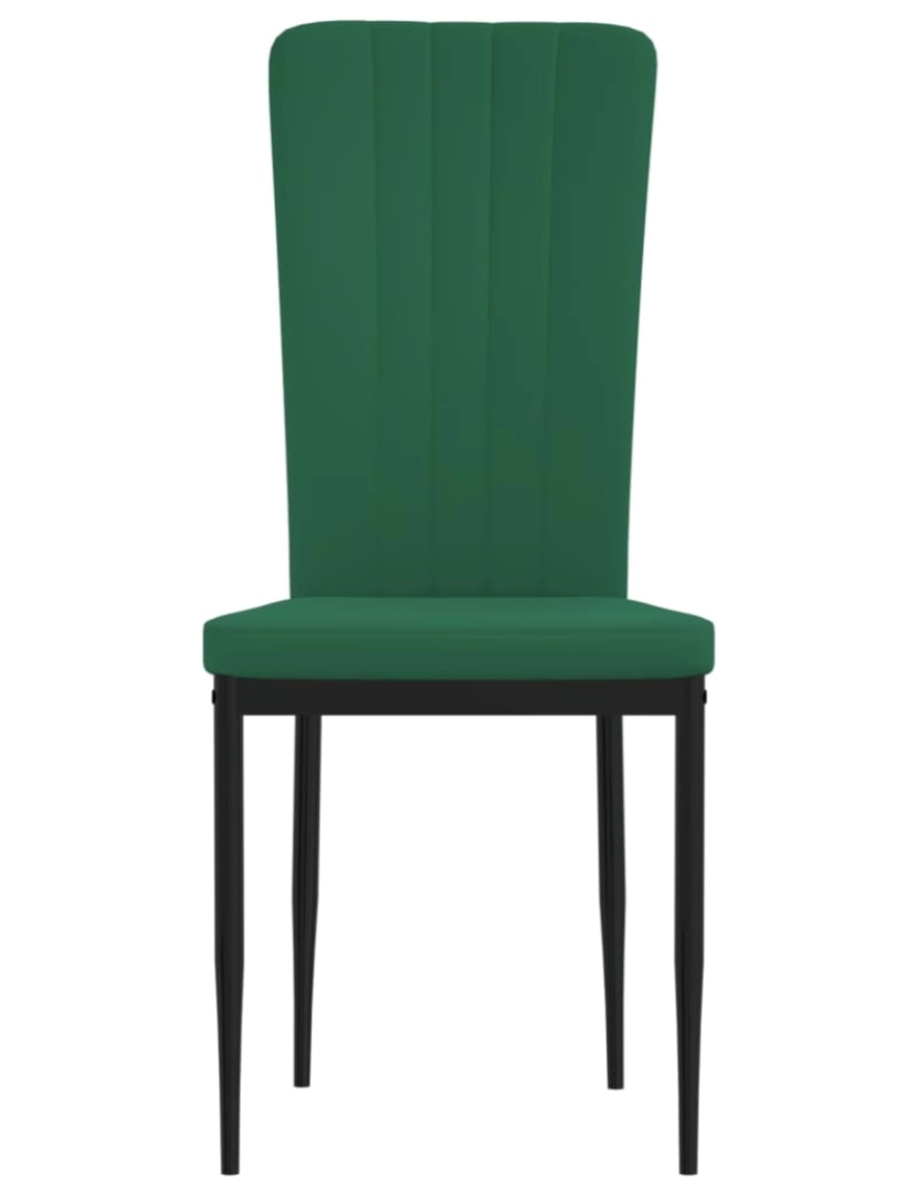 imagem de vidaXL Cadeiras de jantar 4 pcs veludo verde-escuro5