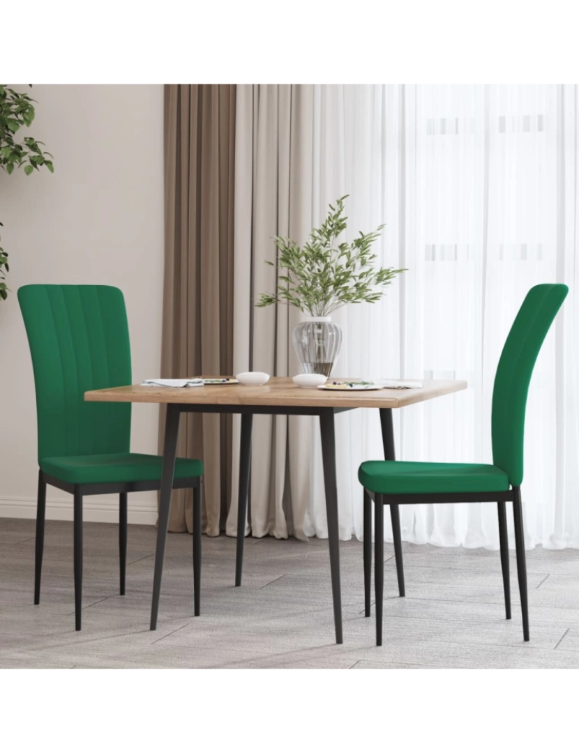 imagem de vidaXL Cadeiras de jantar 2 pcs veludo verde-escuro2