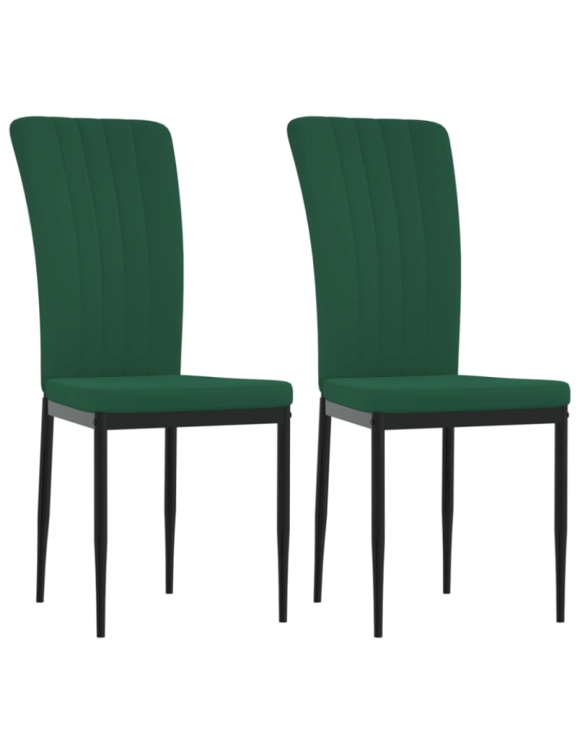 imagem de vidaXL Cadeiras de jantar 2 pcs veludo verde-escuro3