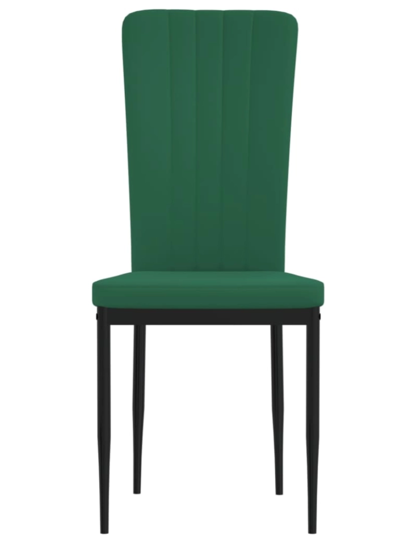 imagem de vidaXL Cadeiras de jantar 2 pcs veludo verde-escuro5