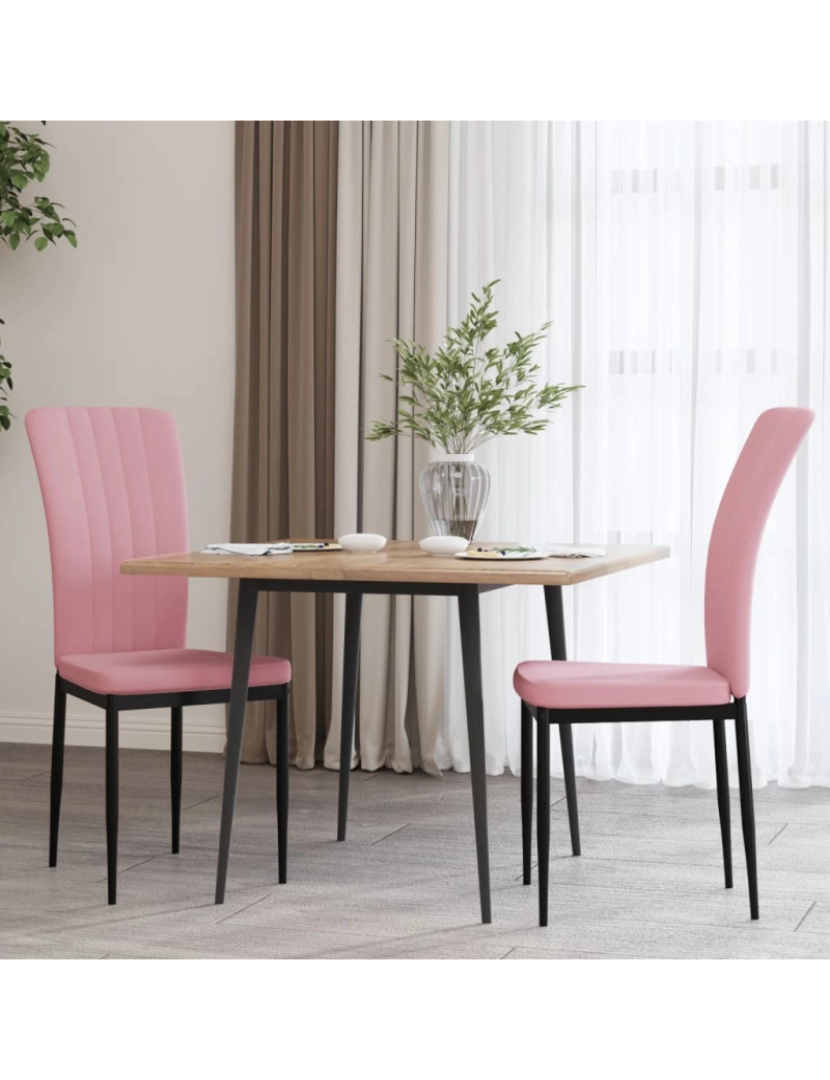 imagem de vidaXL Cadeiras de jantar 2 pcs veludo rosa2