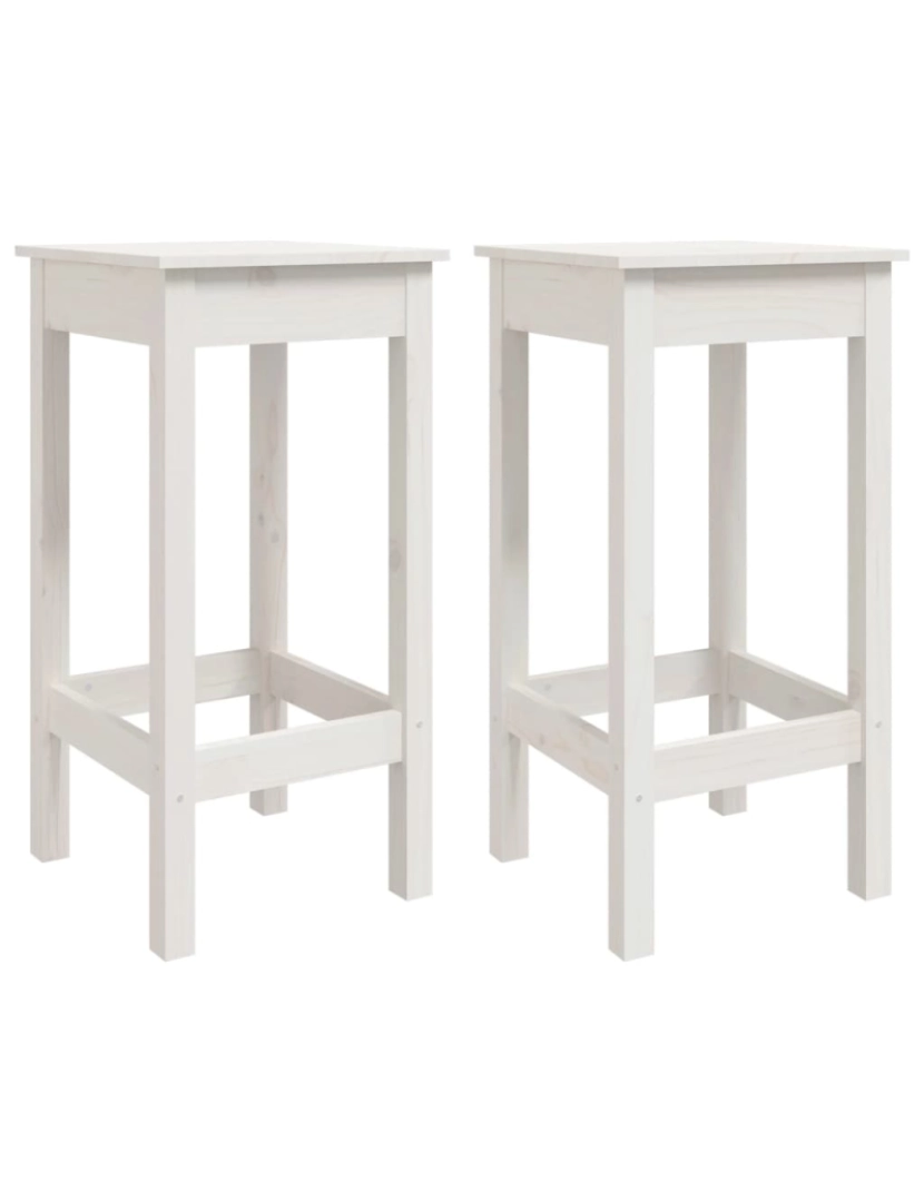 imagem de vidaXL Cadeiras de bar 2 pcs 40x40x78cm madeira de pinho maciça branco1