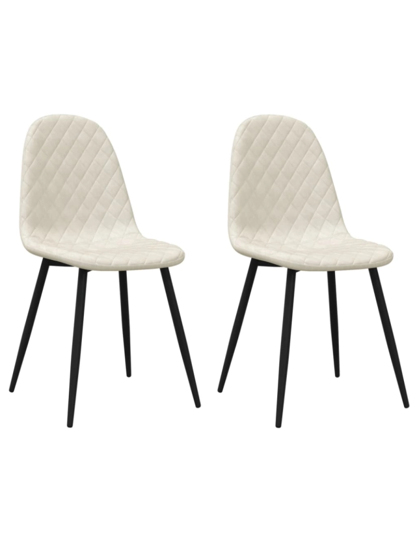 imagem de vidaXL Cadeiras de jantar 2 pcs veludo branco nata1