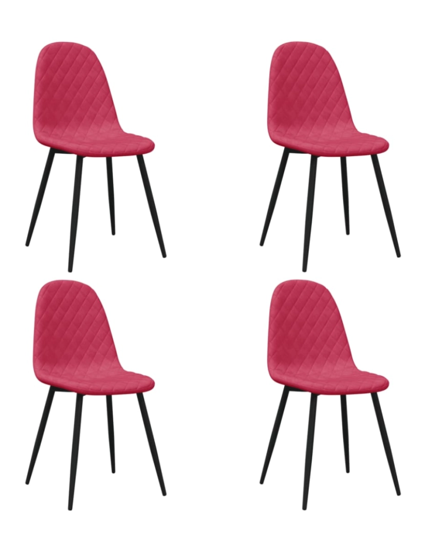 imagem de vidaXL Cadeiras de jantar 4 pcs veludo vermelho tinto1