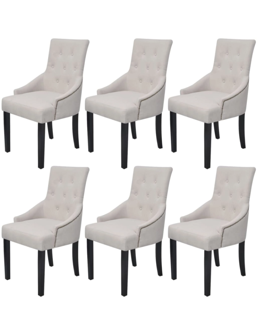 imagem de vidaXL Cadeiras de jantar 6 pcs tecido cinzento creme1