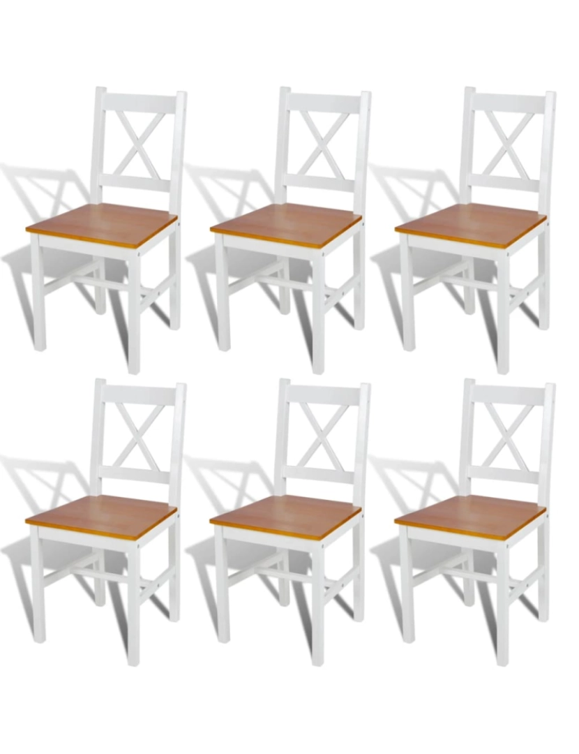 Vidaxl - vidaXL Cadeiras de jantar 6 pcs madeira de pinho branco