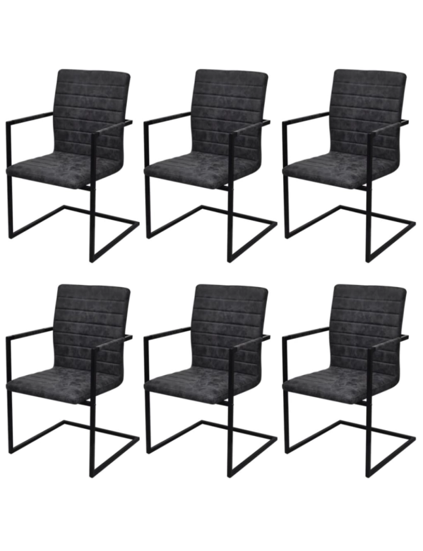 Vidaxl - vidaXL Cadeiras de jantar cantilever 6 pcs couro artificial preto