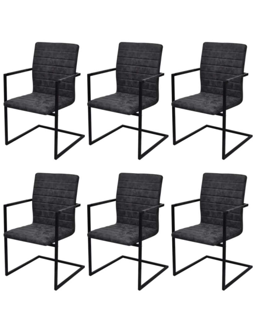 imagem de vidaXL Cadeiras de jantar cantilever 6 pcs couro artificial preto2