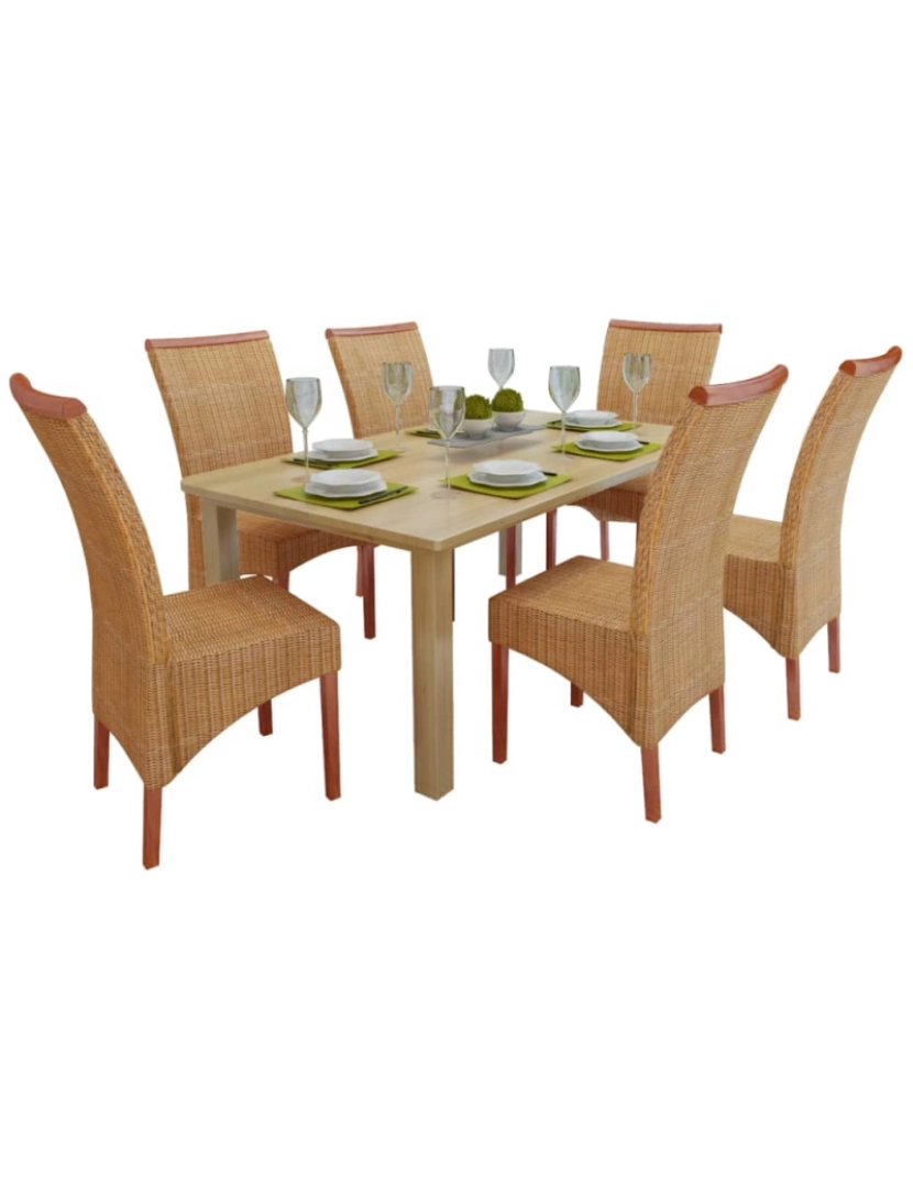 imagem de vidaXL Cadeiras de jantar 6 pcs vime natural castanho2