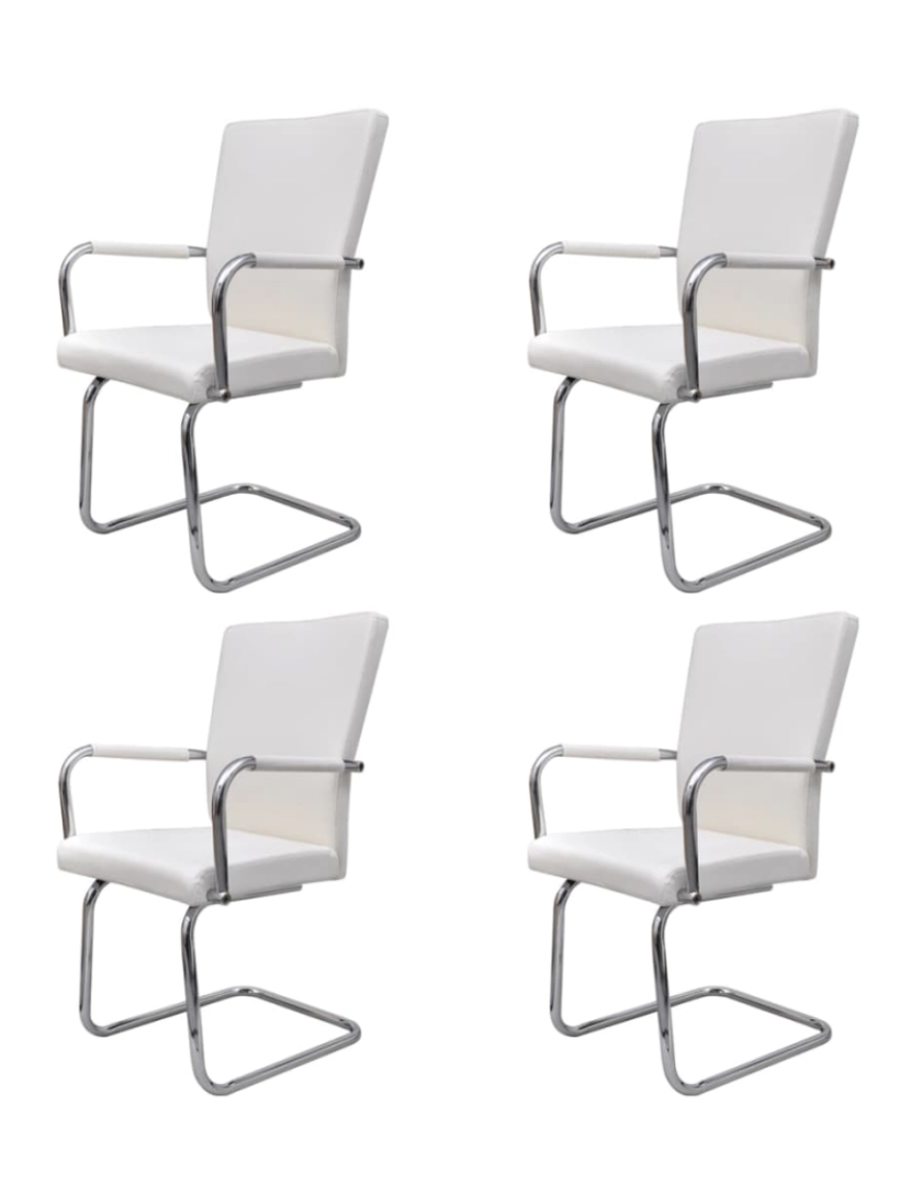 imagem de vidaXL Cadeiras de jantar cantilever 4 pcs couro artificial branco1