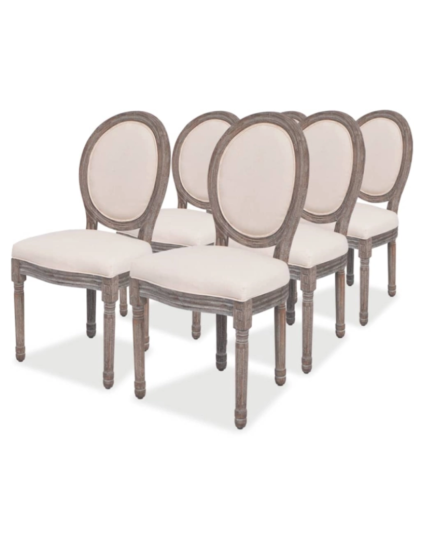 imagem de vidaXL Cadeiras de jantar 6 pcs tecido cor creme2