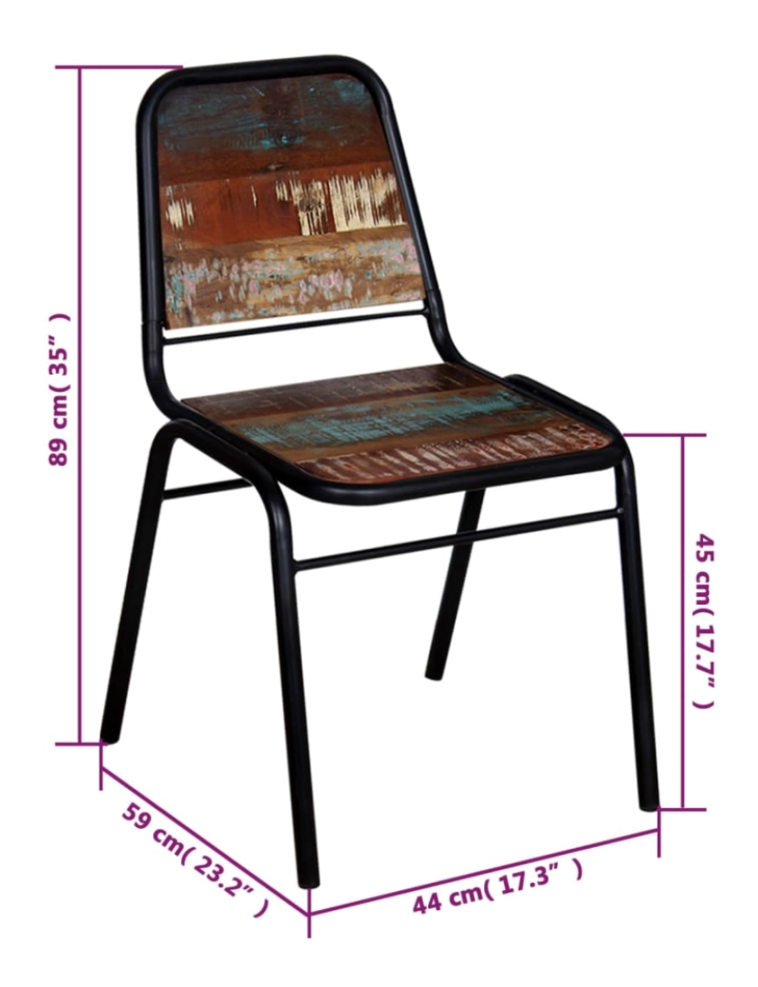 imagem de vidaXL Cadeiras de jantar 4 pcs madeira recuperada maciça6