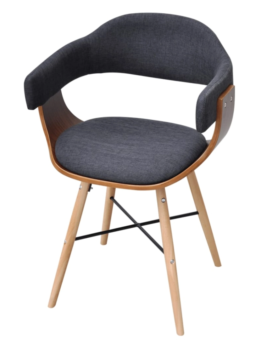 imagem de vidaXL Cadeiras jantar 4 pcs madeira curvada e tecido cinzento-escuro4