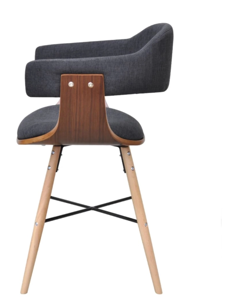 imagem de vidaXL Cadeiras jantar 4 pcs madeira curvada e tecido cinzento-escuro6