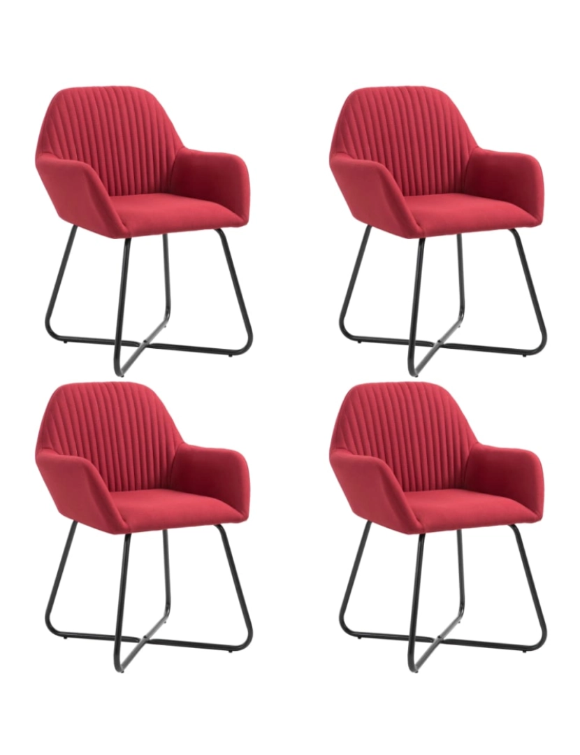imagem de vidaXL Cadeiras de jantar 4 pcs tecido vermelho tinto1
