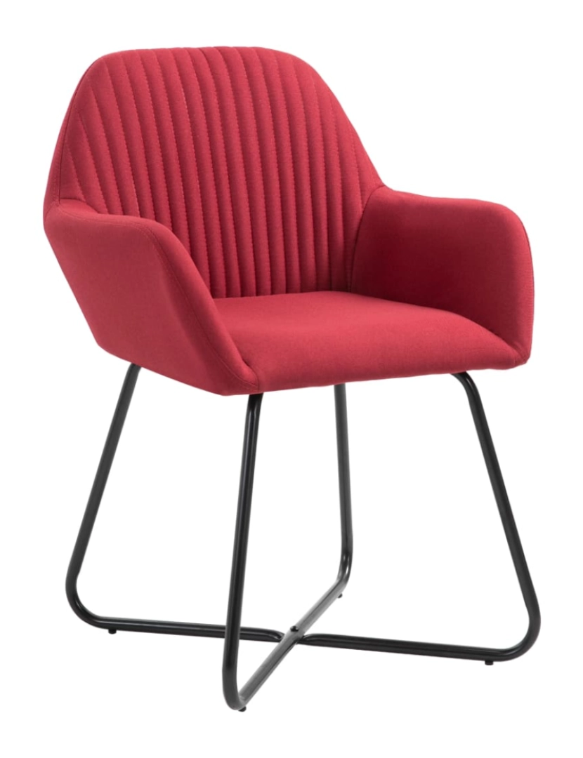 imagem de vidaXL Cadeiras de jantar 4 pcs tecido vermelho tinto3