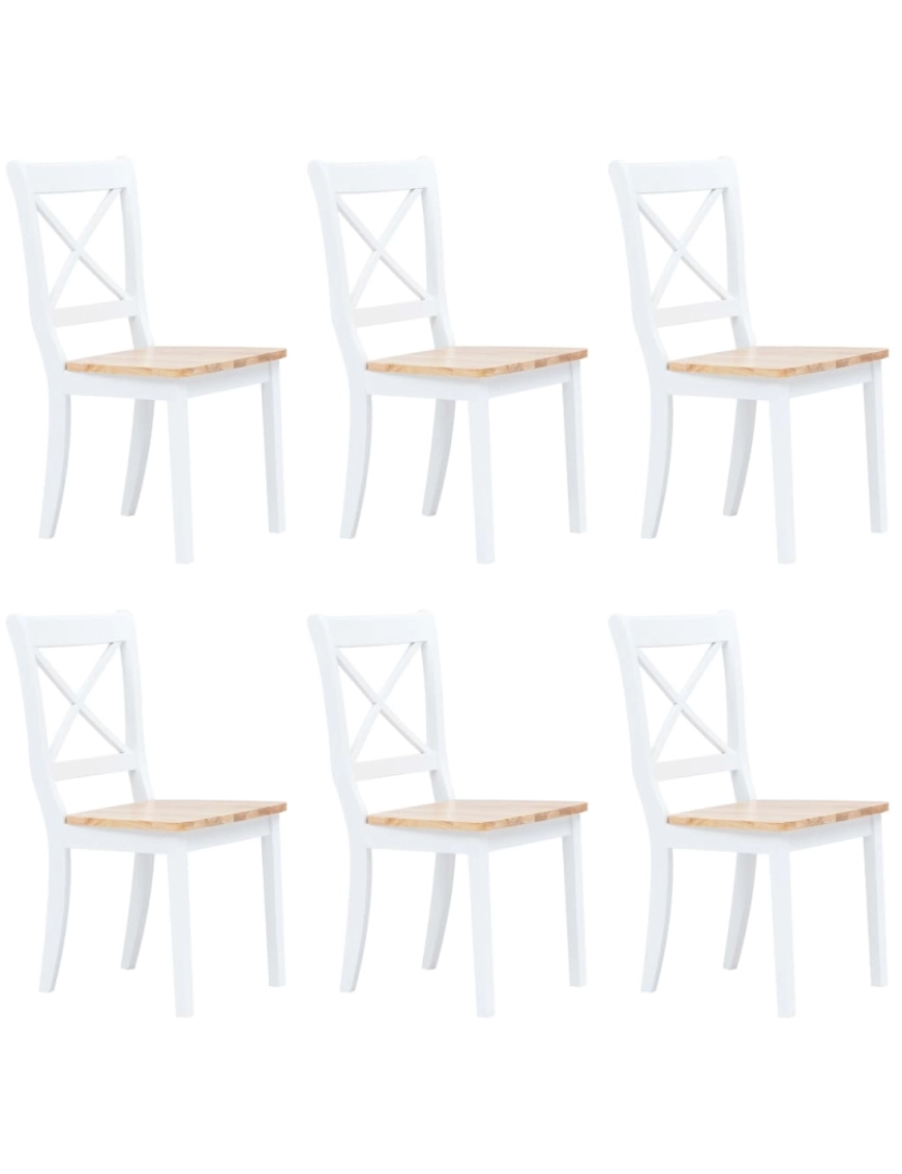 Vidaxl - vidaXL Cadeiras de jantar 6pcs seringueira maciça branco/madeira clara