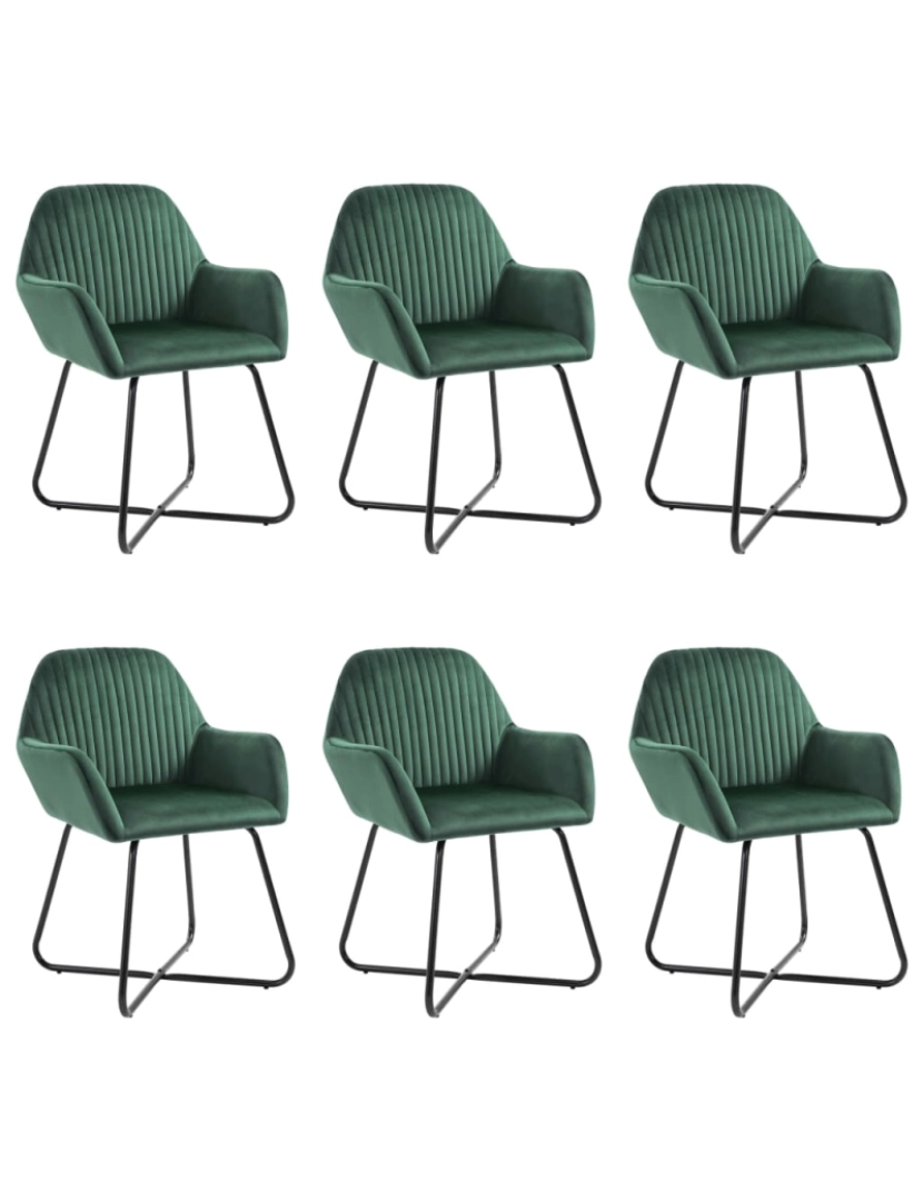 imagem de vidaXL Cadeiras de jantar 6 pcs veludo verde1