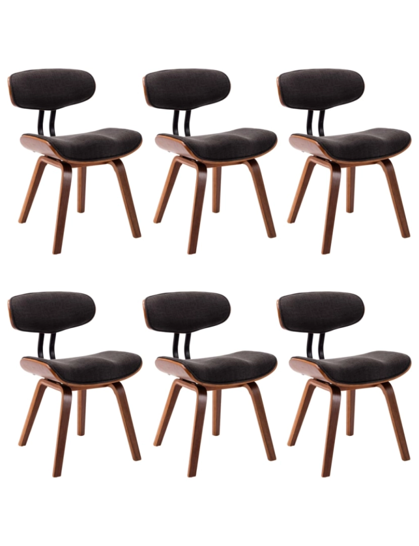 Vidaxl - vidaXL Cadeiras jantar 6 pcs madeira curvada e tecido cinzento