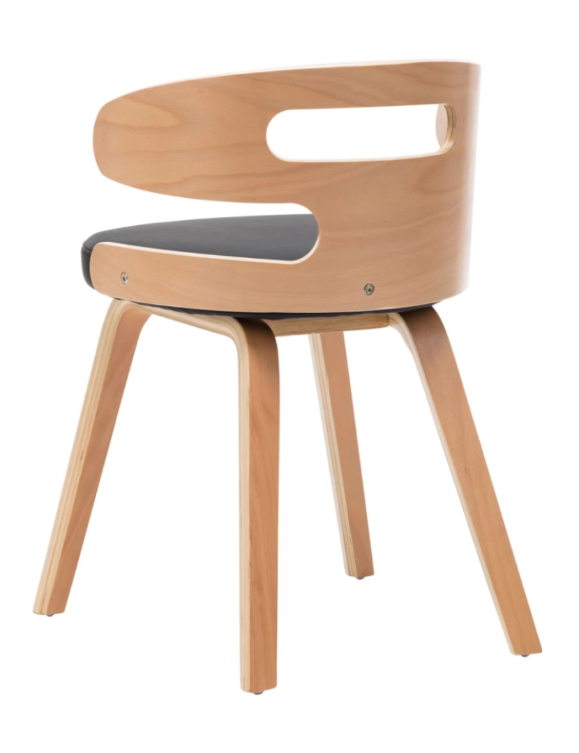 imagem de vidaXL Cadeiras jantar 4 pcs madeira curvada e couro artificial preto5