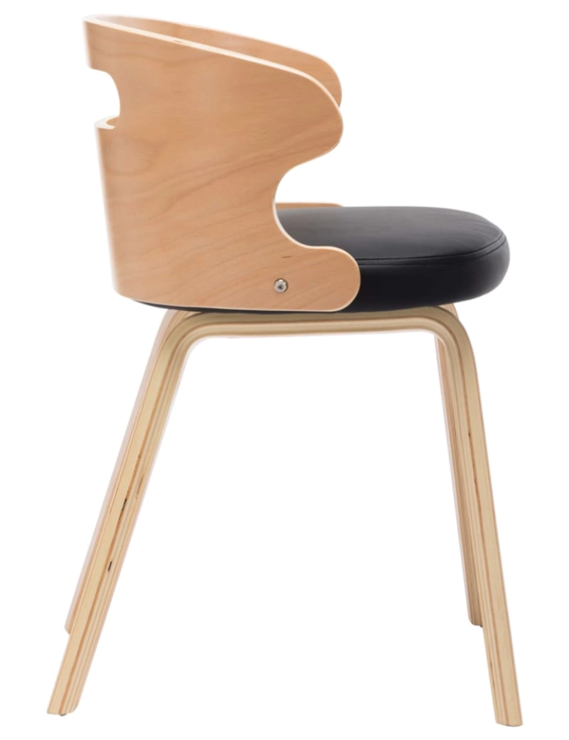 imagem de vidaXL Cadeiras jantar 4 pcs madeira curvada e couro artificial preto6
