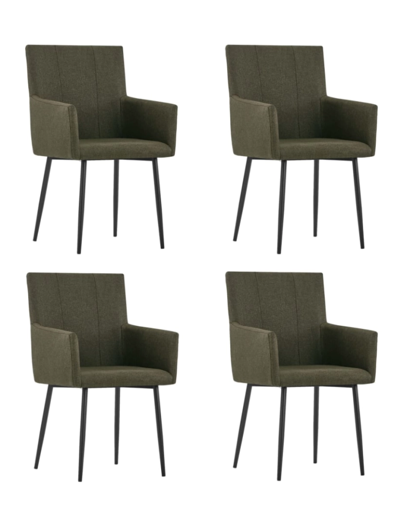 imagem de vidaXL Cadeiras de jantar com apoio de braços 4 pcs tecido castanho1
