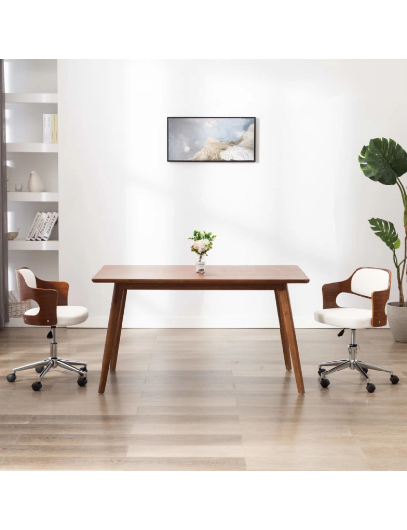 imagem de vidaXL Cadeiras jantar 2 pcs madeira curvada e couro artificial branco2