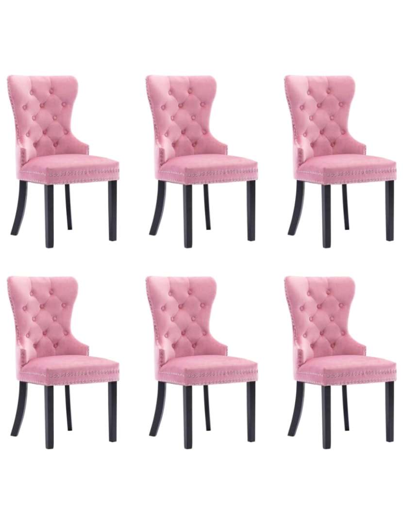 imagem de vidaXL Cadeiras de jantar 6 pcs veludo rosa2