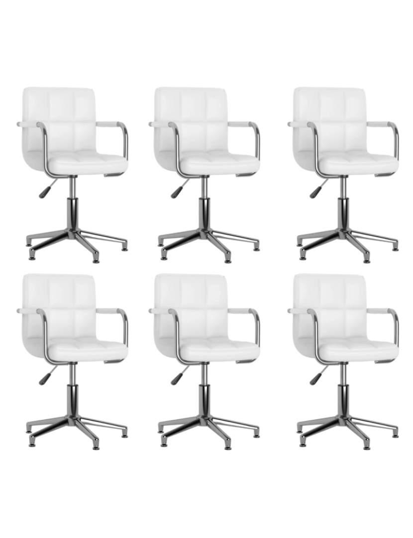 imagem de vidaXL Cadeiras de jantar giratórias 6 pcs couro artificial branco1