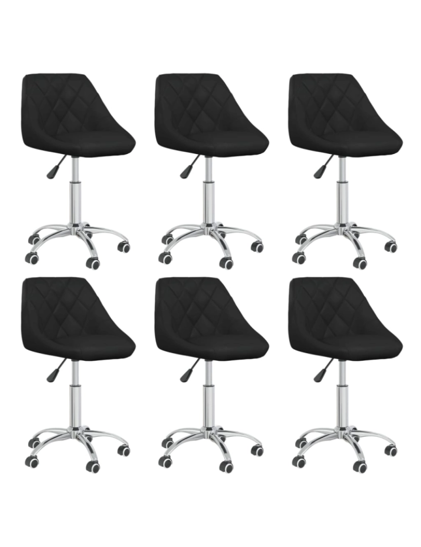 imagem de vidaXL Cadeiras de jantar giratórias 6 pcs couro artificial preto1