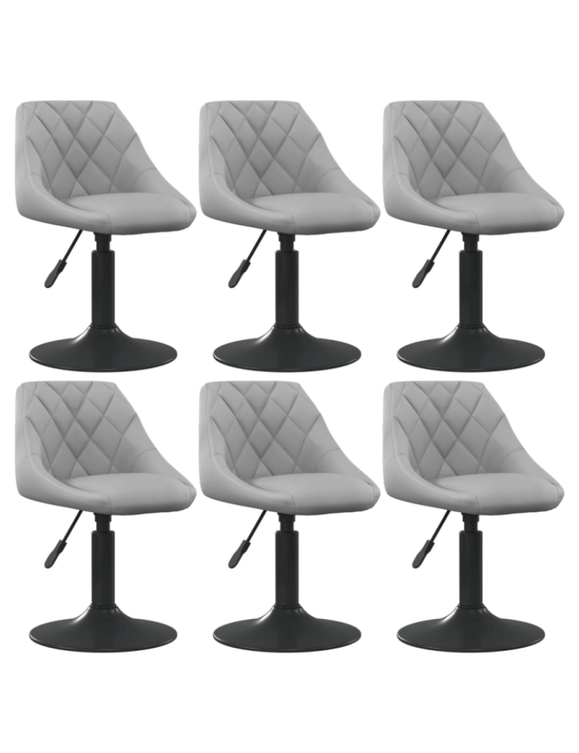 imagem de vidaXL Cadeiras de jantar giratórias 6 pcs veludo cinzento-claro1