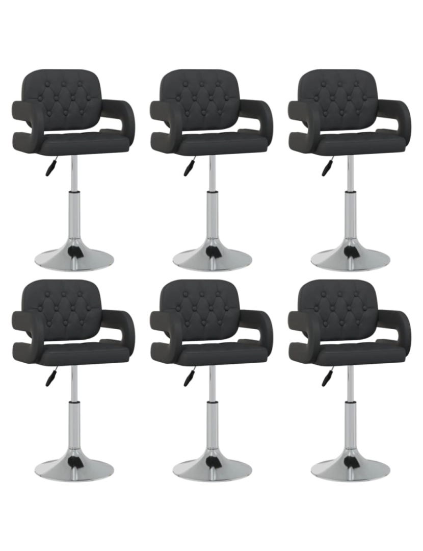 imagem de vidaXL Cadeiras de jantar giratórias 6 pcs couro artificial preto1